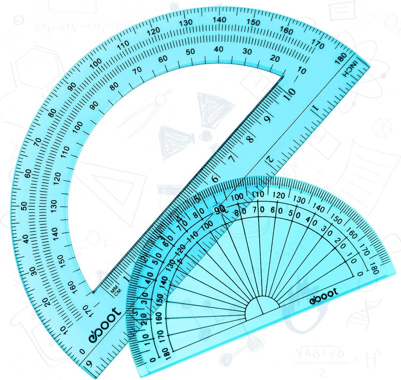 eBoot 2 Pcs Plastic Protractor Clear 180 Degrees Transparent Protractor for Geometry, 4 Inch and 6 Inch(Blue) - Image 4